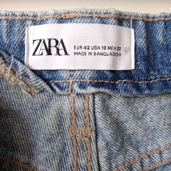 Zara 10 High Rise Denim Shorts with Belt Belted Light Wash Mom Jean Cuttoffs - Picture 7 of 11